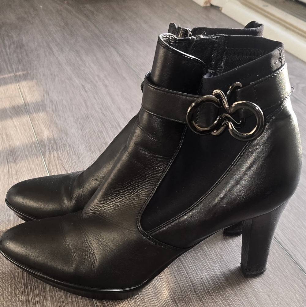 Aquatalia Leather Gothic Boots Gunmetal Hardware Houndstooth Made In Italy - Picture 8 of 12